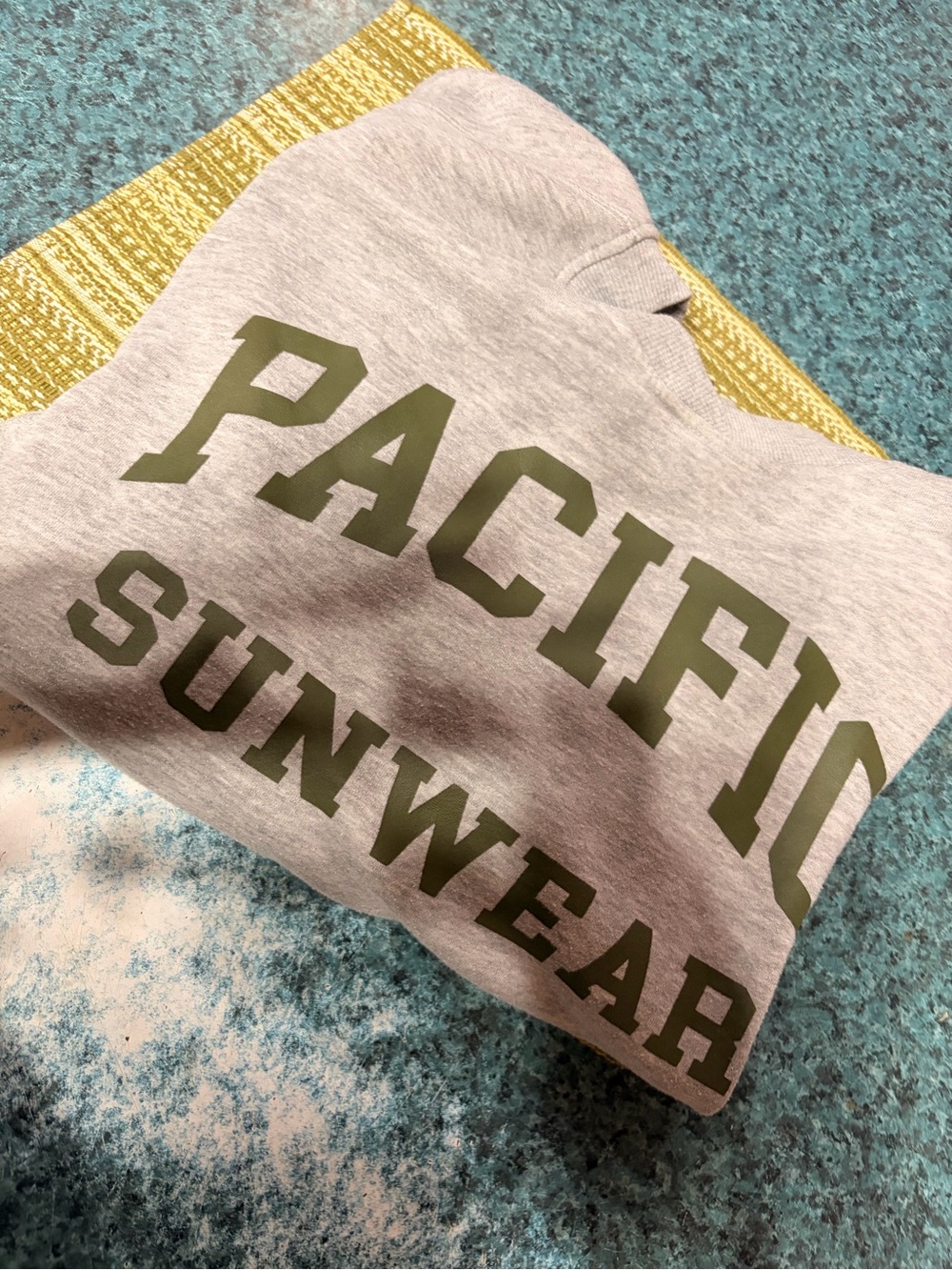 PacSun Light Gray Crewneck with Olive Green Lettering